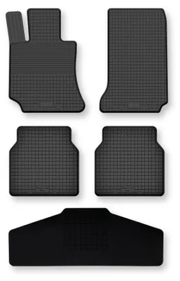 Zdjęcie produktu dla Dywaniki gumowe z tunelem do BMW 7 E32 1986-1994 – 5 szt., czarne, dobierane – Wielganizator Semi-Universal