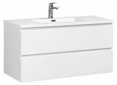 Produktbild von Badplaats Badmöbel Set mit Waschbecken und Unterschrank Angela 100 x 48 cm Weiß Hochglanz - Waschbeckenunterschrank mit Soft-Close und Waschbecken, Vorgemontiert