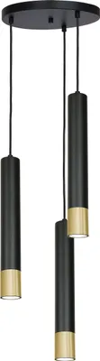 Produktbild von Hängeleuchte 3-flammig GU10 Metall  Schwarz Gold Ø 35 cm Pendelleuchte Esszimmer Wohnzimmer