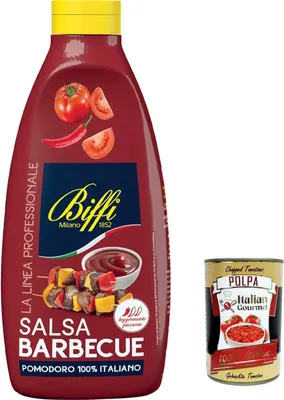 Produktbild von 6x Biffi Linea professionale Barbecue Sauce BBQ 900g Mit 100% italienischer Tomate + Italian gourmet polpa 400g