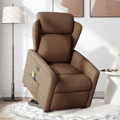Produktbild von vidaXL Elektrischer Massagesessel mit Aufstehhilfe Braun Stoff