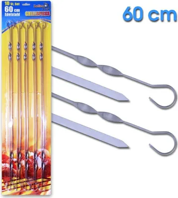 Produktbild von Schaschlik Spieße Edelstahl 10 Stück 60 cm Mangal Grill Schampura