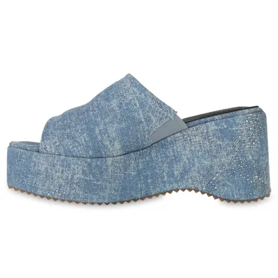 Produktbild von VAN HILL Damen Plateau Sandaletten Freizeit Profil-Sohle Plateau-Schuhe 841124, Farbe: Blau Denim, Größe: 37