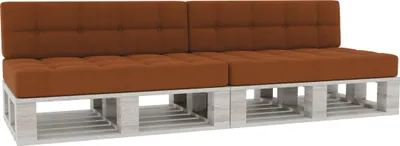 Image de Coussin pour palette, Coussin d'assise dossier piqué PFG 2xSet (Coussin d'assise 120x80 +dossier 120x40), Orange)
