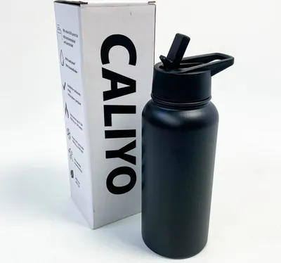 Obrázek produktu pro CALIYO nerezová láhev na vodu 950 ml termoska s vysokou kapacitou pro přímé pití s brčkem na 6-12 hodin