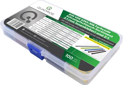 Produktbild von QUADRIOS 1812CA007, Schrumpfschlauch Sortiment DIN VDE 0293-308 Farbcode 100 Stück (3:1 & 2:1)