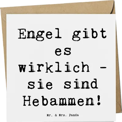 Produktbild von Mr. & Mrs. Panda Grußkarte Spruch Hebamme Engel - Weiß - Geschenk, Aufmerksamkeit, anlasskarte, Hebammen, Unterstützung, Liebe, Klappkarte, Danke sagen, doppelkarte, Ehre