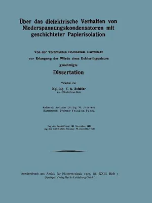 Produktbild von Über das dielektrische Verhalten von Niederspannungskondensatoren mit geschichteter Papierisolation