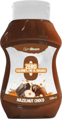 A bottle of GymBeam Zero Syrup Hazelnut Choco.
