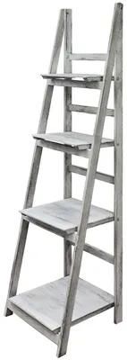Produktbild von Regal Leiterregal Holz Wandregal Bücherregal für Küche Wohnzimmer Badezimmer Bilderrahmen 4 x Ablagen für Deko Bilderrahmen Pflanzen in  Kingpower