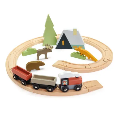 Productafbeelding van Houten treinset, gemaakt van hoogwaardig hout - Treetops Treinset - Tender Leaf Toys