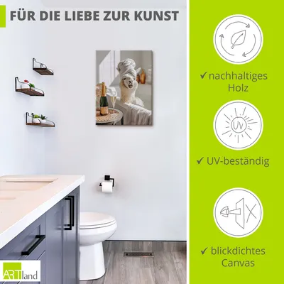 Produktbild von ARTland Leinwandbild Lama in der Badewanne Größe: 30x40 cm