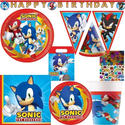Produktbild von Sonic XL Partyset zum Kindergeburtstag Geburtstagsdeko Pappteller Becher Servietten