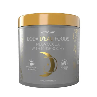 Obrázok produktu pre DODA D'EAU Mega Cocoa s hubami 300 g – Kakao s extraktami húb, inulínom, extraktom guarany, bez pridaného cukru, sladidlo: stevia
