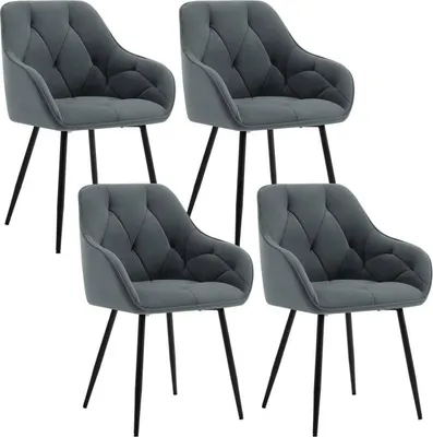 Produktbild von WOLTU Esszimmerstuhl, ergonomischer Sessel, aus Samt, Metallbeine, Dunkelgrau