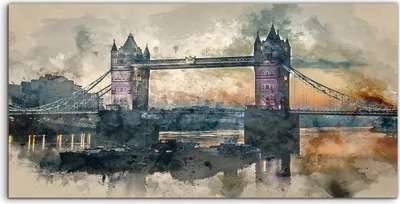 Produktbild von Coloray Canvas 120x60  Wandbild Leinwand Bilder Kunstdruck London Tower Brücke Fluss