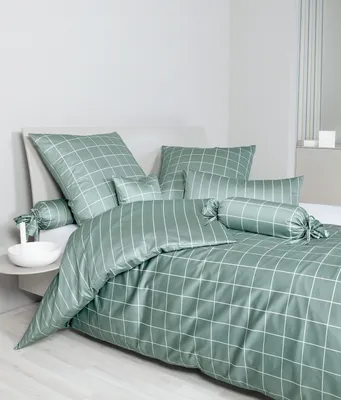Produktbild von Janine Design Mako-Satin Bettwäsche-Garnitur modernclassic 39025 Farbe salbeigrün Größe 135x200 + 80x80cm
