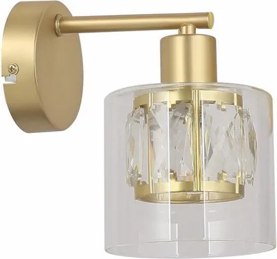Obrázok produktu pre Moderná nástenná lampa Elmo, zlatá, 1xE14x40W, kov, rozmery: 18x18x12 cm, IP20, Reality