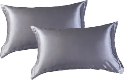 Produktbild von CANDeal 2 Stück 48x74cm Seide Kissenbezug, Umschlag Verschluss, Anti-Aging-Kissenbezug, Silber