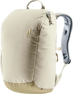 A beige Deuter backpack is shown against a white background.