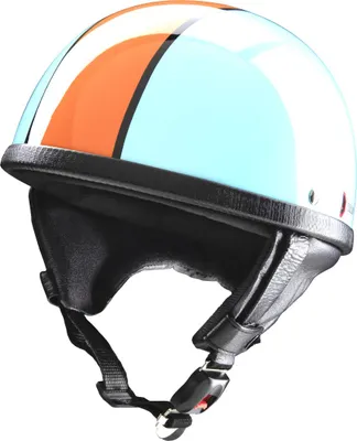 Zdjęcie produktu dla Kask jet Redbike RB-514, styl retro, niebiesko-pomarańczowy, rozmiar XL (61/62)
