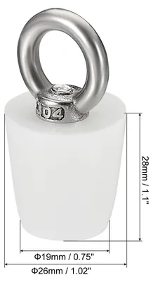 Produktbild von 2 Stš¹ck Silikon Gummi Konischer Stecker 19mm bis 26mm Solide Sprosen Stopper mit Ring fš¹r Reagenzgl?ser Wasserleitung Drainageloch Wei?