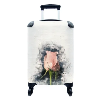 Produktbild von MuchoWow® Koffer Handgepäck Trolley Rollkoffer Kleine Reisekoffer mit 4 Rollen - Rosa Blume mit abstraktem Leuchten - Cabin Size < 55x40x23 cm & 55x40x20 cm - Fotokoffer - Kabinenkoffer - Boardgepäck - Reise-Box - Reisekoffer - Reisegepäck - Koffer mit Bild - Trolley für Kinder