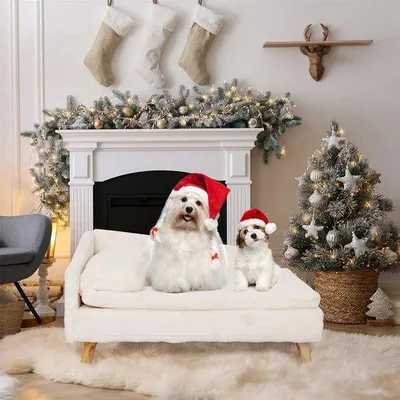 Immagine prodotto di Divano per cani L, impermeabile, con gambe in legno e cuscini, fino a 25 kg