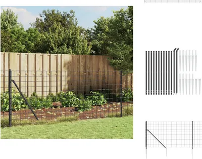 Image de vidaXL Clôture grillagée avec douilles de sol Anthracite 1x25 m - Panneaux de clôture