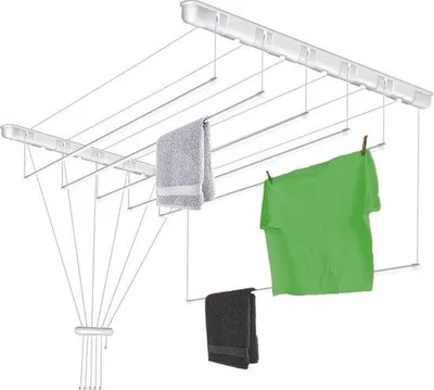 Produktbild von Famanu Wäschetrockner platzsparend 6 x 110 cm für Badewanne - Badezimmeraccessoires - Deckenmontage - Weiß