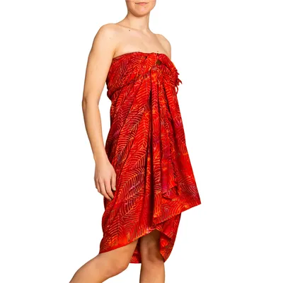 Productafbeelding van PANASIAM Sarong, model B403, palmprint, oranje kleur, maat L