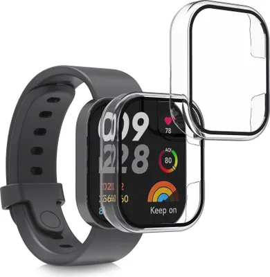 Produktbild von kwmobile 2x Cover kompatibel mit Xiaomi Redmi Mi Watch Lite 3 / Redmi Watch 3 Hülle - Fullbody Fitnesstracker Case Set aus Glas - Transparent