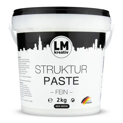 Produktbild von LM-Kreativ Strukturpaste fein 2 kg, Weiß – Texture Paste für Acrylmalerei, Impasto und Reliefs auf Leinwand, Holz und Pappe, wasserbasiert