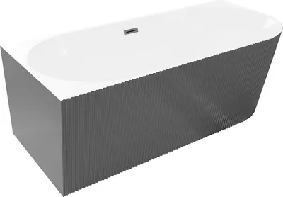 Immagine prodotto di Mexen Silo vasca da bagno freestanding angolare sinistra scanalata 170 x 80 cm, bianca/grigia, troppopieno gun gray spazzolato