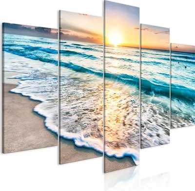 Image de Toiles 200 x 100 cm c-B-0552-b-m Toile intissé Toile 5 pièces Impression artistique moderne Tableaux muraux XXL Décoration murale Design Tableau mural PAYSAGE MARIN