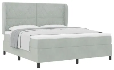Produktbild von Boxspringbett mit Matratze Hellgrau 180 x 200 cm Samt