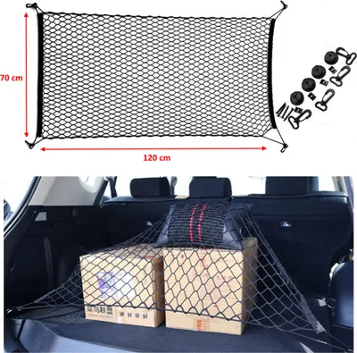 Produktbild von Gepäcknetz 120x70cm, Auto Kofferraumnetz, Transportnetz, Ladungssicherungsnetz mit Befestigungsset
