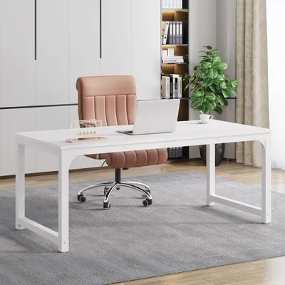 Zdjęcie produktu dla Tribesigns biurko komputerowe 160 x 80 x 75 cm stół do komputera stół biurowy stół do pracy stół jadalniany biały, biurka, stół konferencyjny, biały