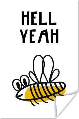 Produktbild von MuchoWow® Poster Kinderillustration mit dem Zitat 'Hell yeah' und einer Biene 20x30 cm - Papierdruck