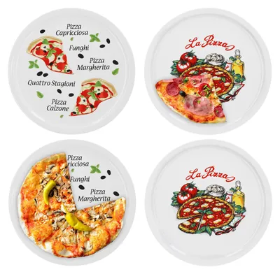 Productafbeelding van Set van 4 pizzaborden voor Napolitaanse en Margherita pizza's, diameter 30,5 cm