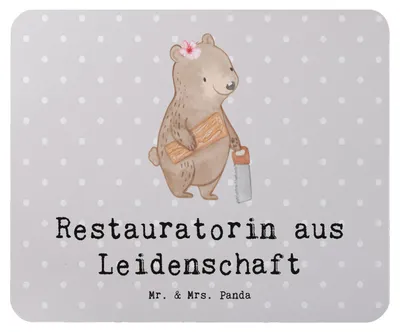 Produktbild von Mr. & Mrs. Panda Mouse Pad Restauratorin Leidenschaft - Grau Pastell - Geschenk, mauspad laptop, Mousepad, pc mausunterlage, computermatte