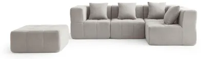 Produktbild von MILYSOFA SOFABULOUS 4-Sitzer-Modul-Ecksofa mit Chaiselongue, feiner Schlingenstoff, Steinbeige