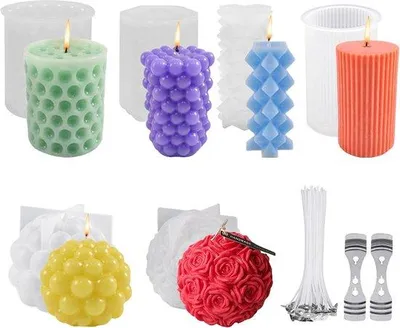 Image de Moules en silicone pour bougies, lot de 6, pour bougies, pierres parfumées, chocolat