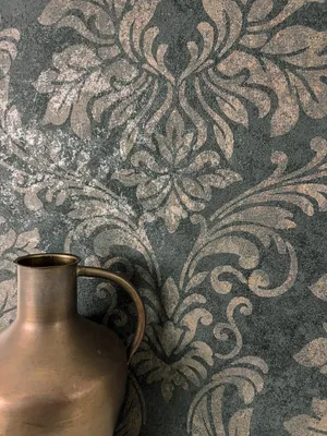 Produktbild von NEWROOM Tapete Schwarz Vliestapete Ornamente - Mustertapete Vintage Braun Anthrazit Struktur Glanz Metallic Romantisch