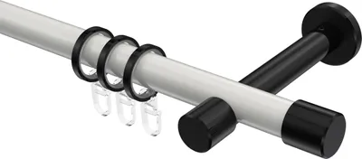 Produktbild von Interdeco Gardinenstange / Vorhangstange Weiß / Schwarz, Typ Prestige Santo (Kappe), 20 mm Ø 1-läufig, 280 cm