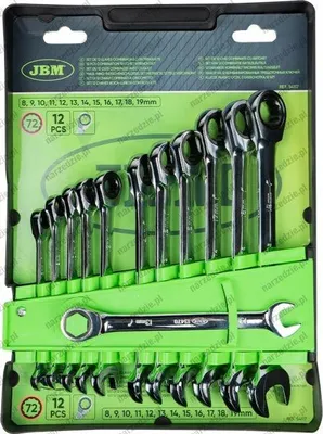Immagine prodotto di Set di chiavi a bussola ad anello JBM con cricchetto, da 8 a 19 mm, 12 pezzi