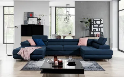 Produktbild von NABBI Ecksofa U mit Zerlegung Rossano U P - Dunkelblau