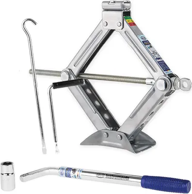 Produktbild von alca® Scherenwagenheber 1,5t + Radmutternschlüssel, Auto Set mit drehbarem Sattel, & GS, höhenverstellbar 104–385mm, ausziehbarer Hebel 17/19 mm, stabil, bis –50 °C nutzbar