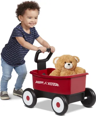 Productafbeelding van Radio Flyer duw- en sleepwagen met teddybeer, rood