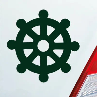 Produktbild von Auto Aufkleber Dharmachakra Buddha Rad Zeichen 10x10 cm Dunkelgrün Sticker Heckscheibenaufkleber